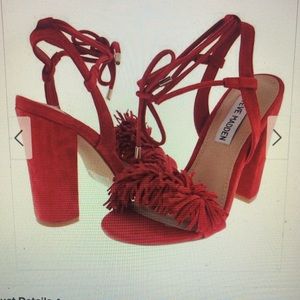 Steve Madden Sass Red Suede Heels with Fringe